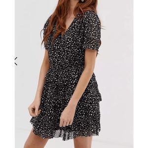 All Saints Black and White Floral Mini Dress